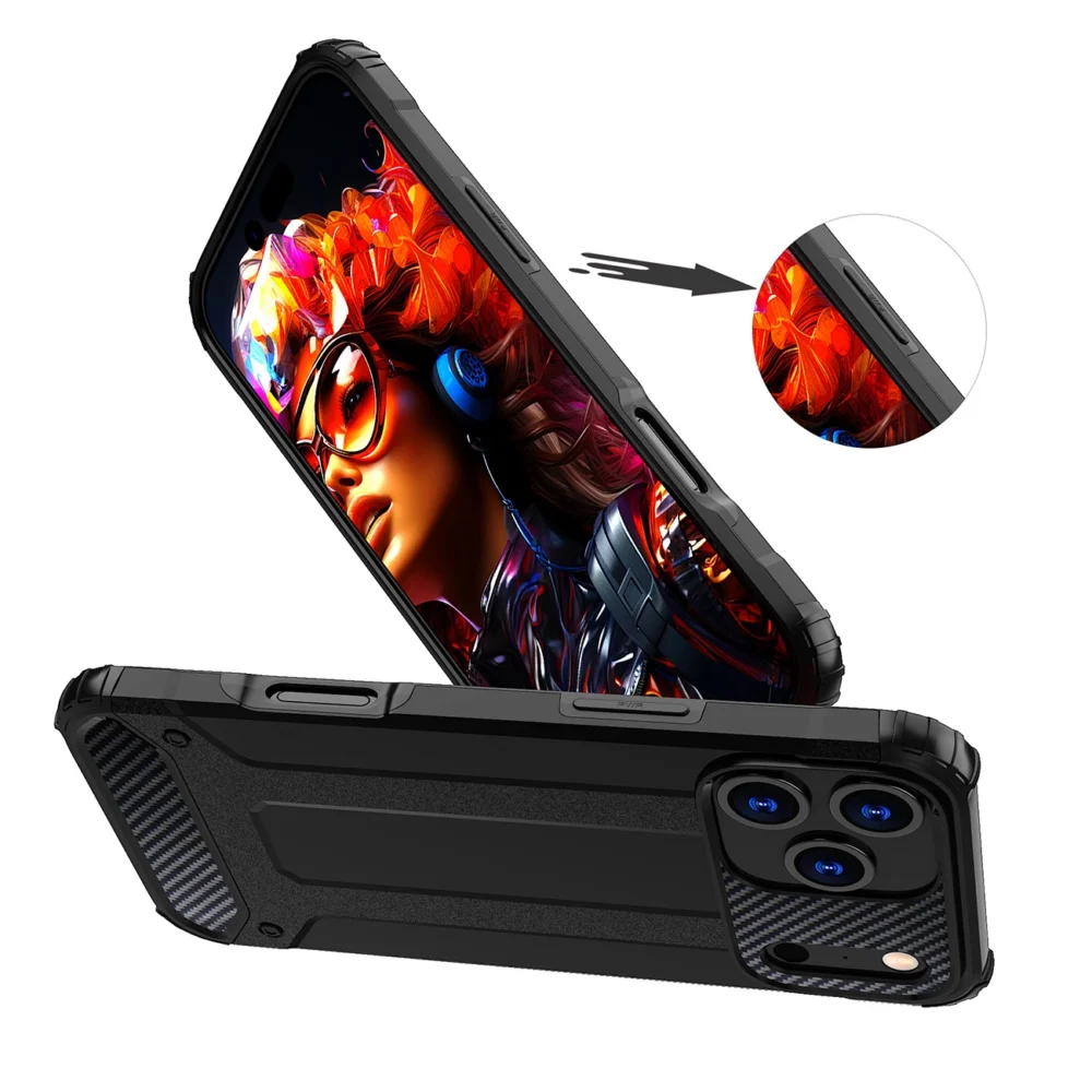 Hybrid Armor Case for iPhone 17 Pro Max - Blackeng