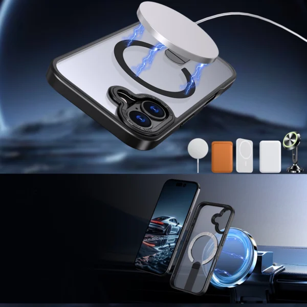 Hybrid Armor X case for iPhone 17 with MagSafe-compatible stand - blackeng