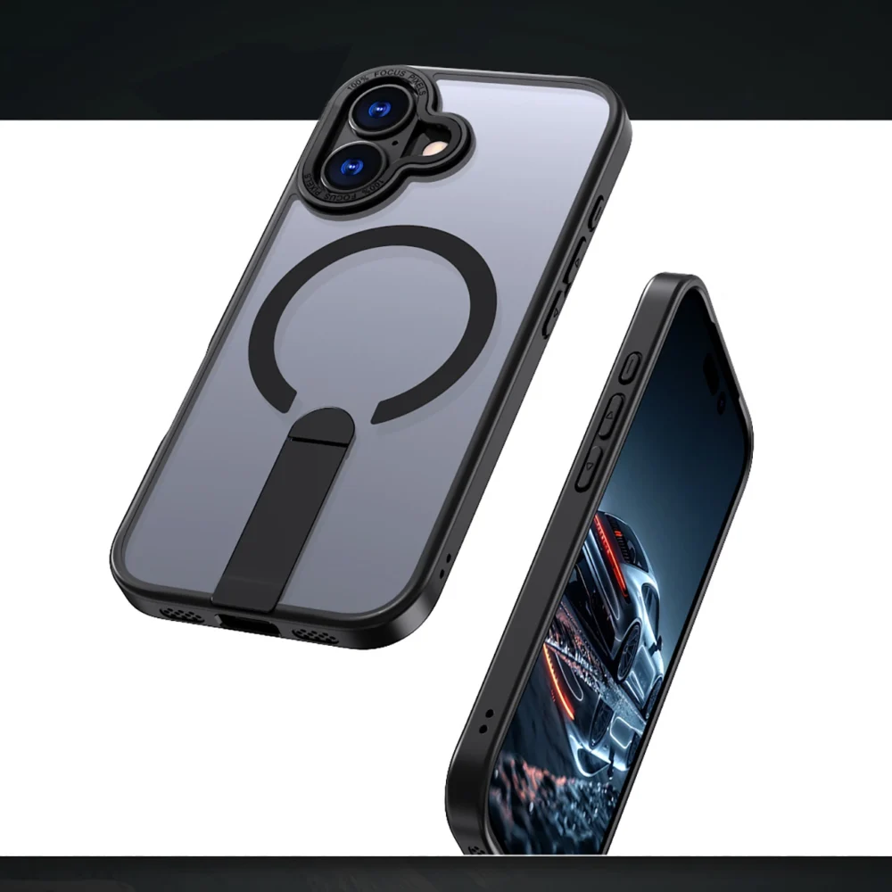 Hybrid Armor X case for iPhone 17 with MagSafe-compatible stand - blackeng