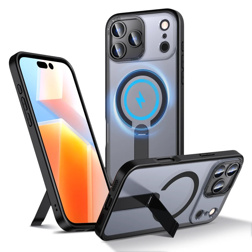Hybrid Armor X case for iPhone 17 Pro with MagSafe-compatible stand - blackeng