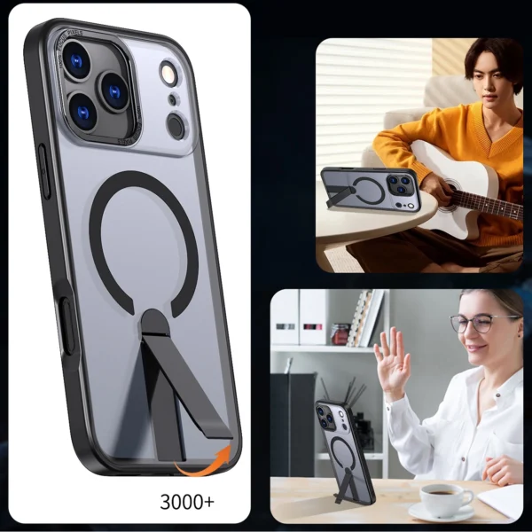 Hybrid Armor X case for iPhone 17 Pro with MagSafe-compatible stand - blackeng