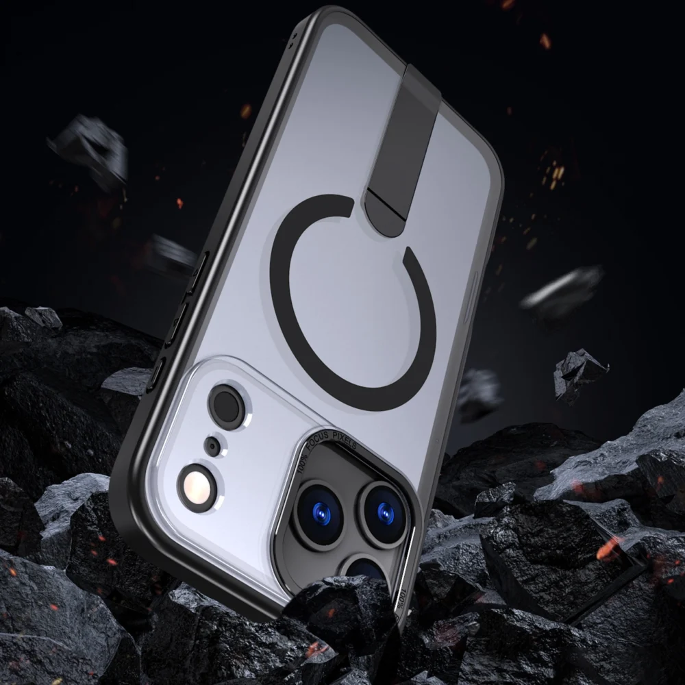 Hybrid Armor X Case for iPhone 17 Pro Max with Stand, Compatible with MagSafe - Blackeng