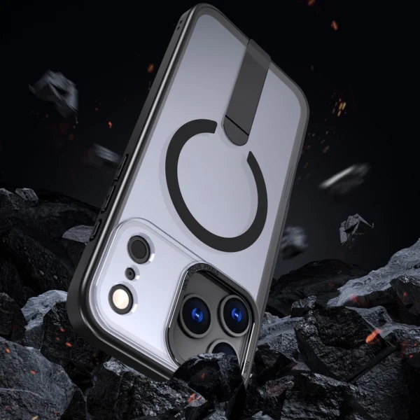 Hybrid Armor X Case for iPhone 17 Pro Max with Stand, Compatible with MagSafe - Blackeng