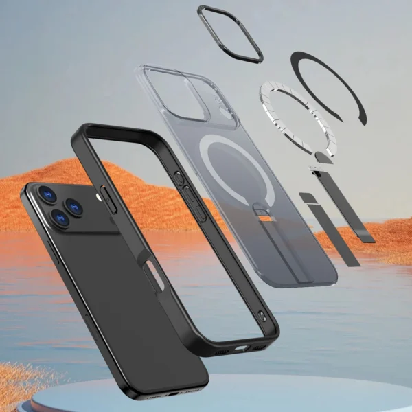 Hybrid Armor X Case for iPhone 17 Pro Max with Stand, Compatible with MagSafe - Blackeng
