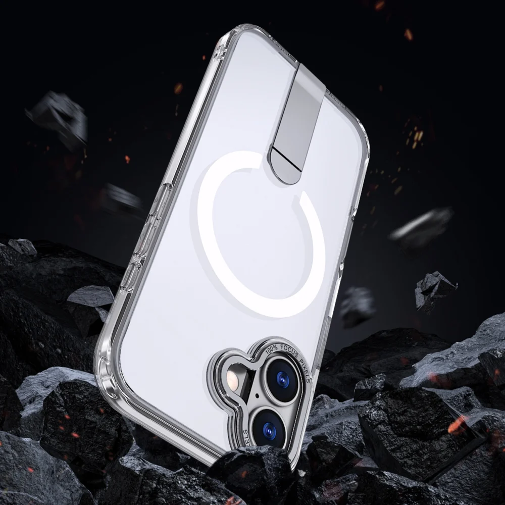 Hybrid Armor X Case for iPhone 17 with Stand, Compatible with MagSafe - Transparenteng