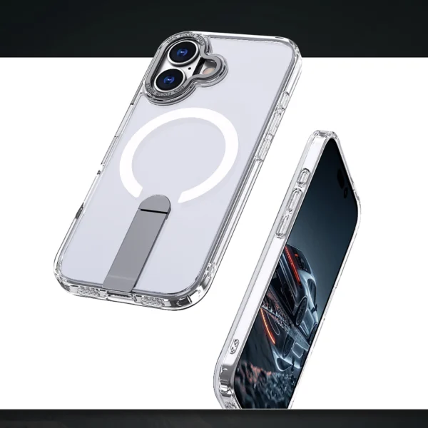 Hybrid Armor X Case for iPhone 17 with Stand, Compatible with MagSafe - Transparenteng