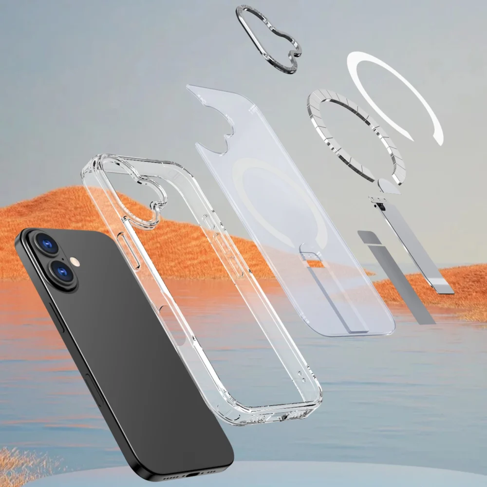Hybrid Armor X Case for iPhone 17 with Stand, Compatible with MagSafe - Transparenteng