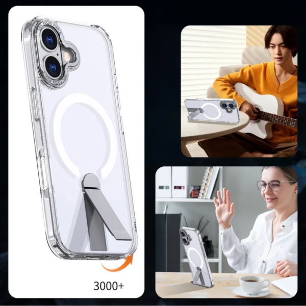 Hybrid Armor X Case for iPhone 17 with Stand, Compatible with MagSafe - Transparenteng