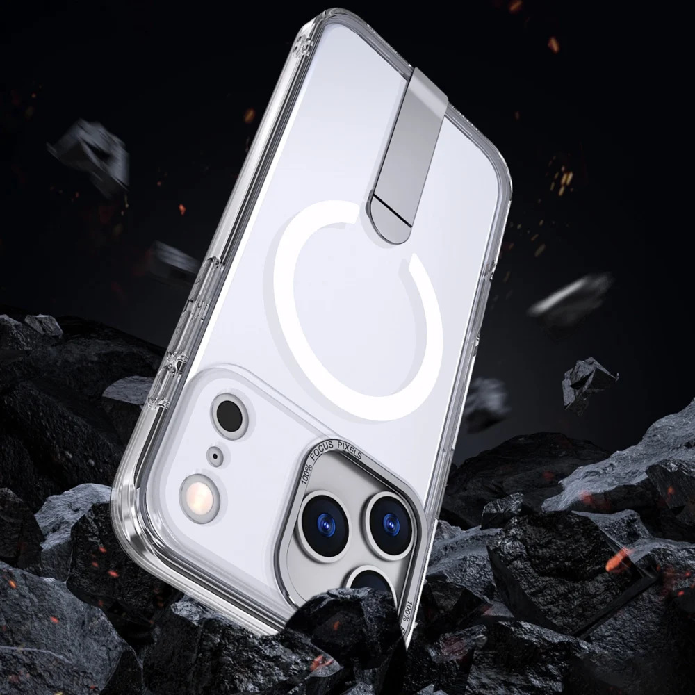 Hybrid Armor X Case for iPhone 17 Pro Max with Stand, Compatible with MagSafe - Transparenteng