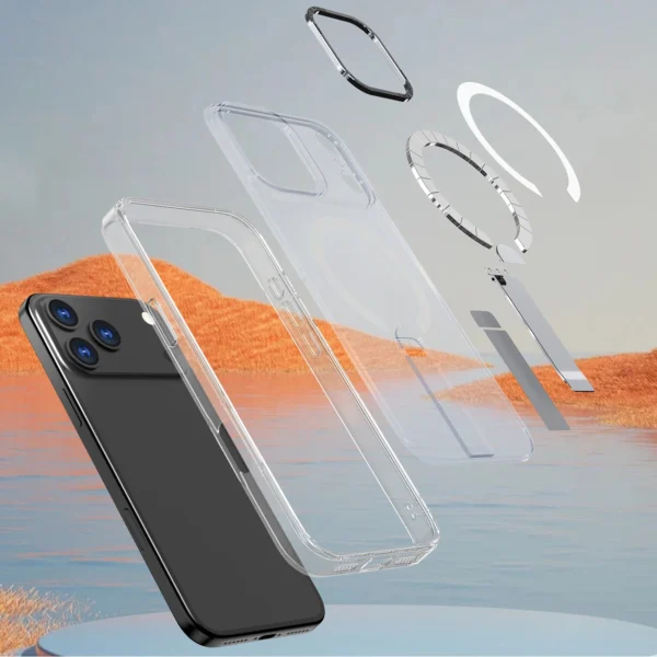 Hybrid Armor X Case for iPhone 17 Pro Max with Stand, Compatible with MagSafe - Transparenteng
