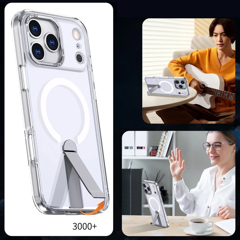 Hybrid Armor X Case for iPhone 17 Pro Max with Stand, Compatible with MagSafe - Transparenteng