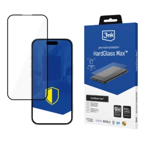 Reinforced 3mk HardGlass Max Black Tempered Glass for iPhone 16 Pro / 17 / 17 Proeng