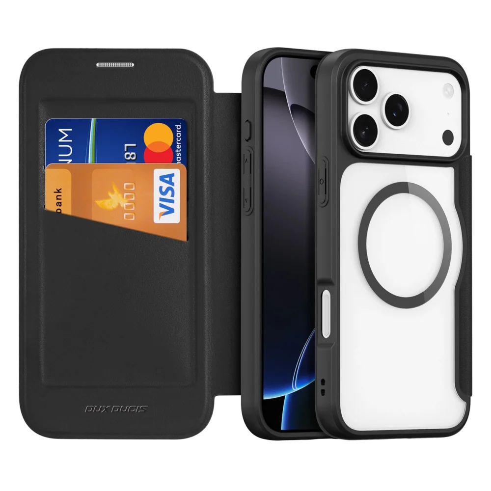 Dux Ducis Skin X Pro Case for iPhone 17 Pro Max with Wallet, MagSafe Compatible - Blackeng