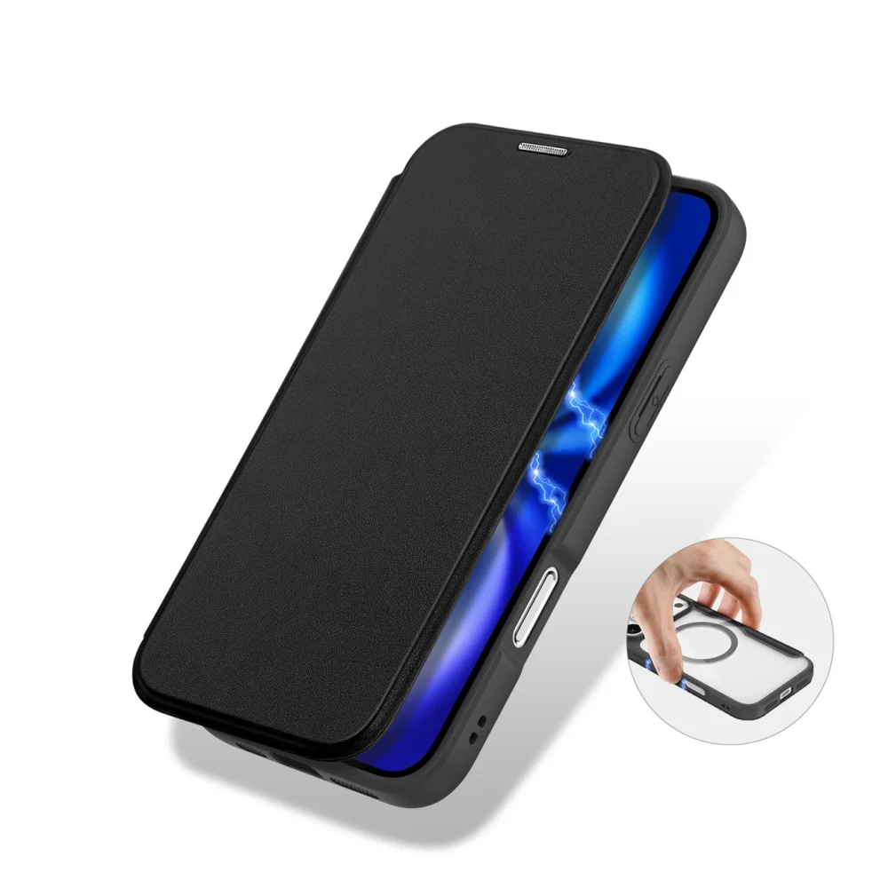 Dux Ducis Skin X Pro Case for iPhone 17 Pro Max with Wallet, MagSafe Compatible - Blackeng
