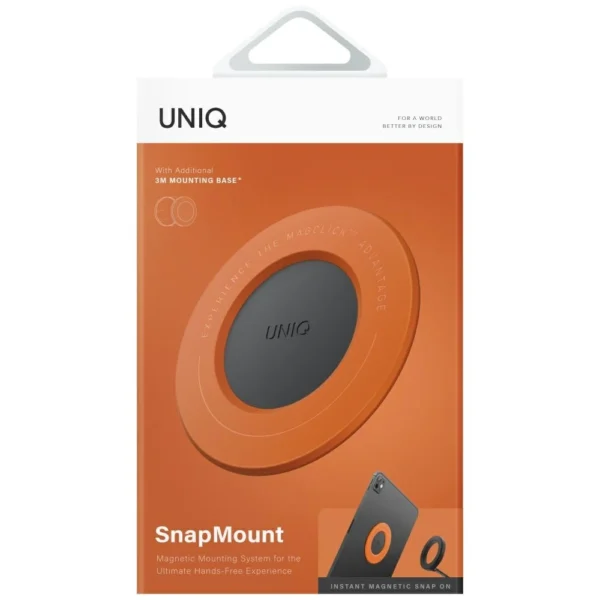 Uniq SnapMount Self-Adhesive Magnetic Holder - Orange and Blackeng