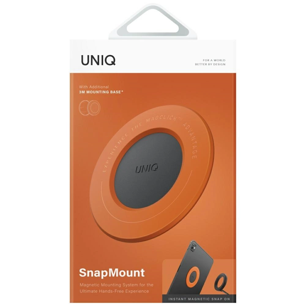 Uniq SnapMount Self-Adhesive Magnetic Holder - Orange and Blackeng