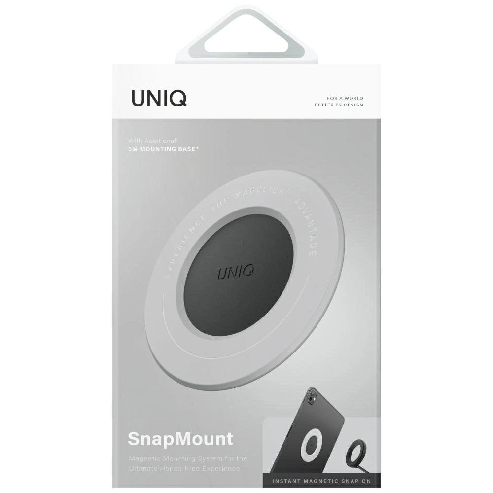 Uniq SnapMount Self-Adhesive Magnetic Holder - Gray and Blackeng