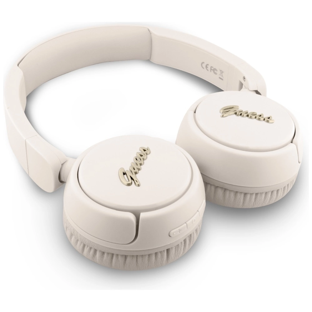 Guess Metal Logo Script Over-Ear Headphones - Beigeeng