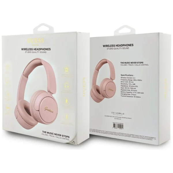Guess Metal Logo Script Over-Ear Headphones - Pinkeng