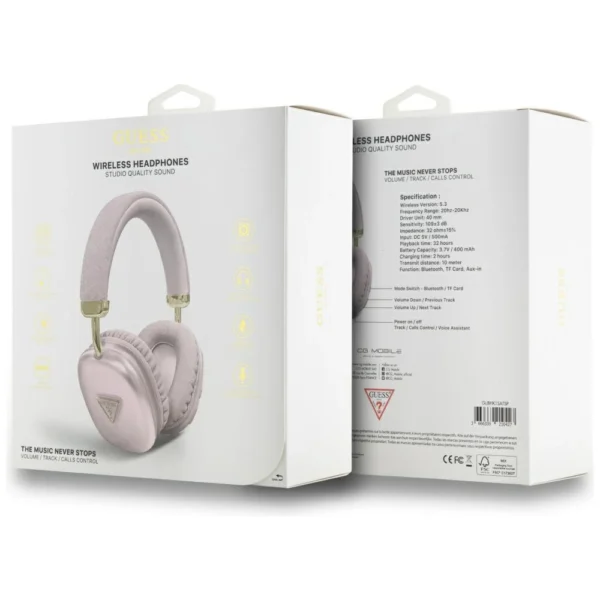 Guess Metallic Triangle Logo Over-Ear Headphones - Pinkeng