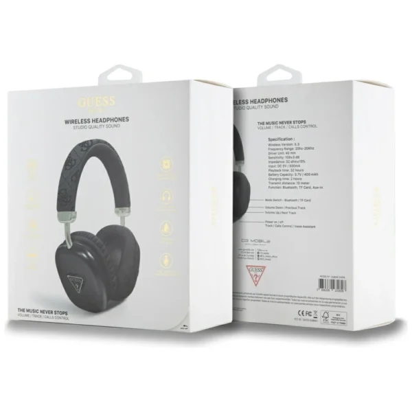 Guess Triangle Logo Over-Ear Headphones - Blackeng