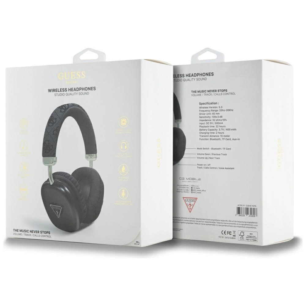 Guess Triangle Logo Over-Ear Headphones - Blackeng