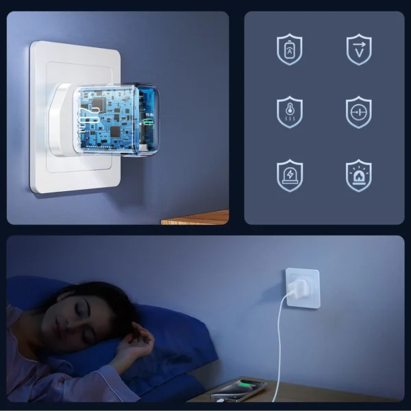Joyroom JR-TCF20 PD 20W Wall Charger (UK Plug) with 1m USB-C Cable - Whiteeng