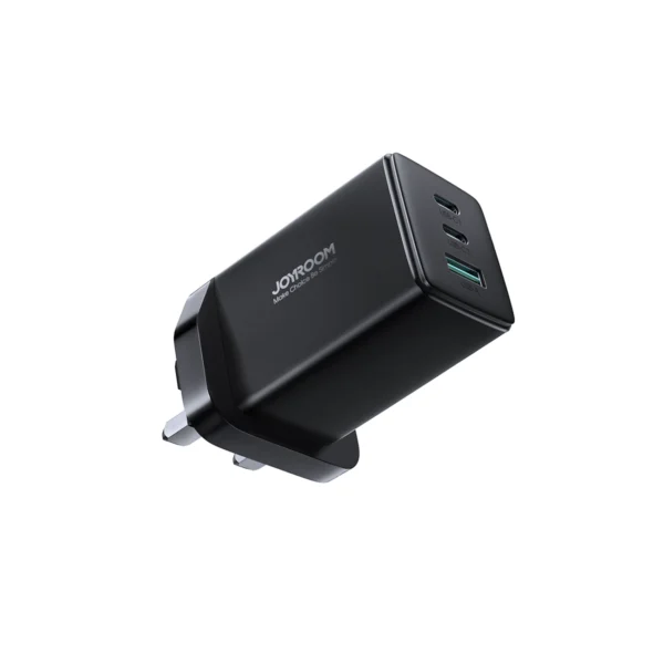 Joyroom JR-TCG01 Ultra GaN 65W Wall Charger 2 x USB-C + 1 x USB-A (UK plug) with 100W 1.2m USB-C Cable - Blackeng