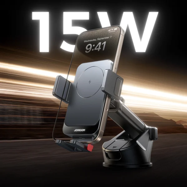 Joyroom JR-ZS241S car mount with inductive charger for dashboard - blackeng