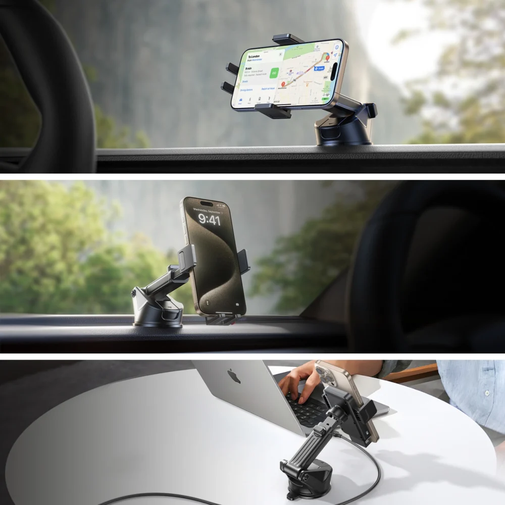 Joyroom JR-ZS241S car mount with inductive charger for dashboard - blackeng