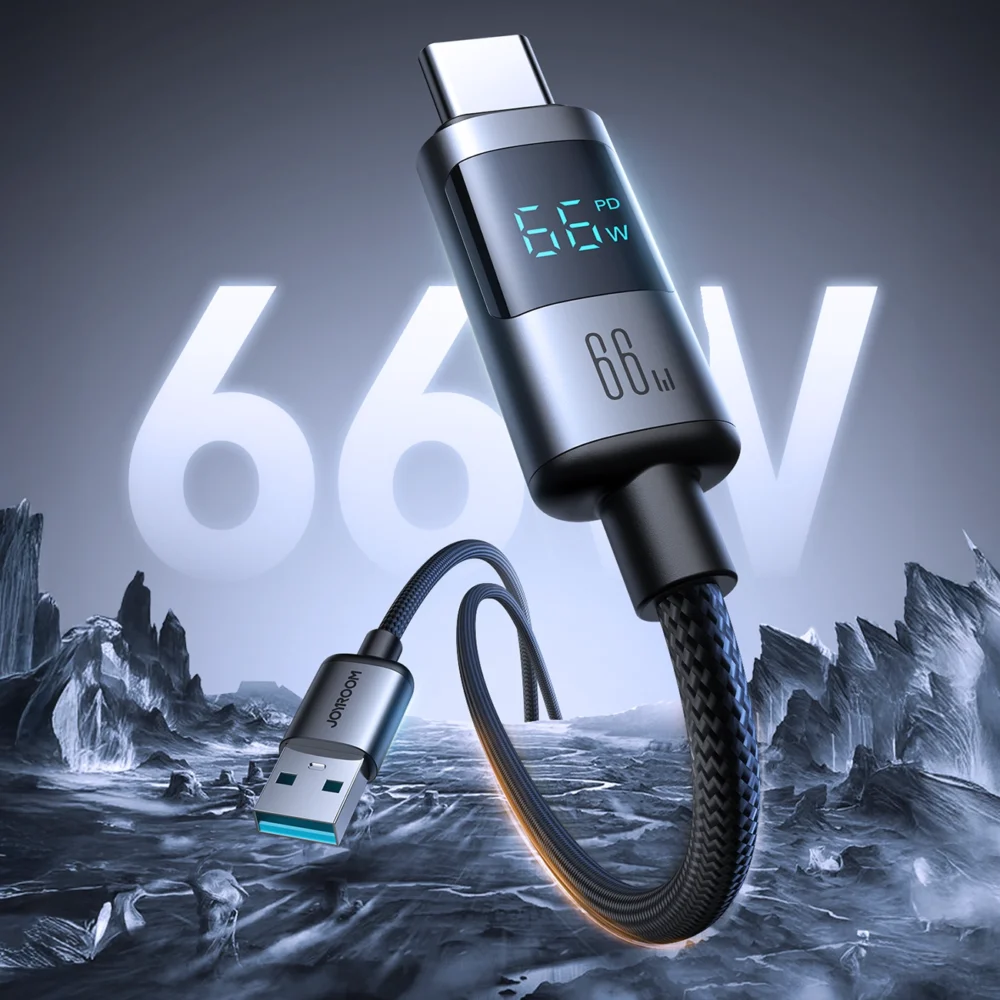 Joyroom S-A16 Pro Prism Series 66W USB-A - USB-C Cable with Display 1.2m - Blackeng