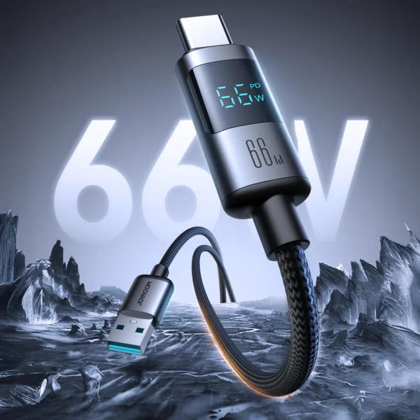 Joyroom S-A16 Pro Prism Series 66W USB-A - USB-C Cable with Display 1.2m - Blackeng