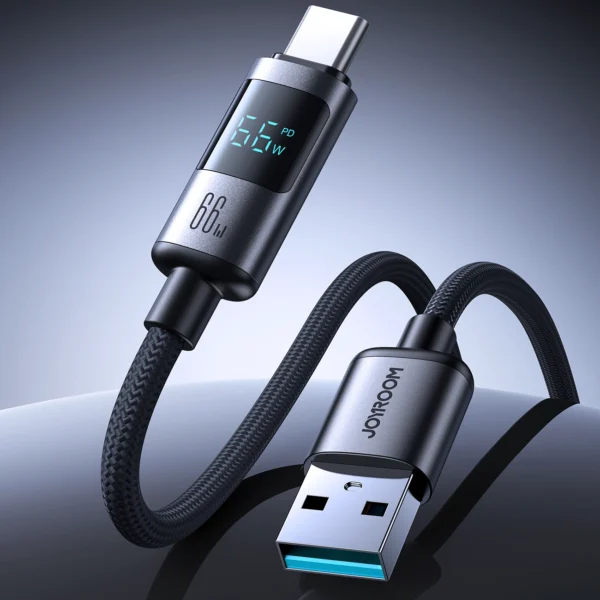 Joyroom S-A16 Pro Prism Series 66W USB-A - USB-C Cable with Display 1.2m - Blackeng