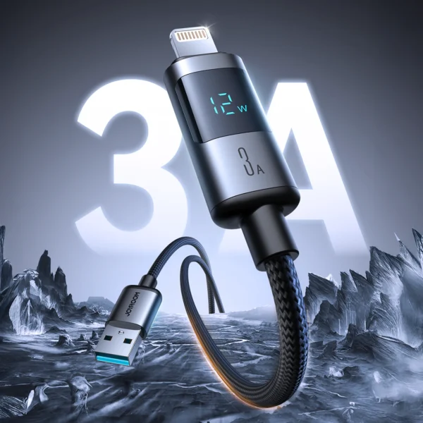 Joyroom S-A16 Pro Prism Series 3A USB-A - Lightning Cable with Display 1.2m - Blackeng