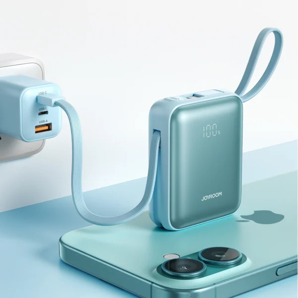 Joyroom JR-PBF27 22.5W 10000mAh Powerbank with Two Built-in Cables - Blueeng