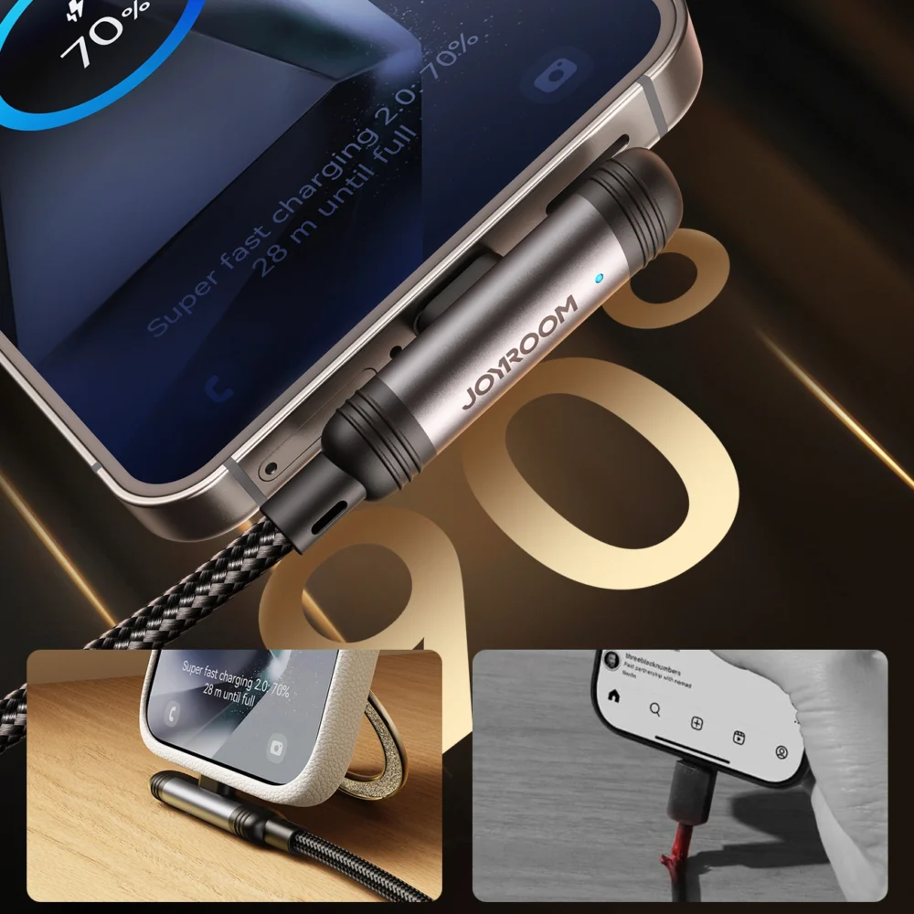 Joyroom S-A56 EnjoyX Series 90° USB-A - USB-C 3A cable 1.2m - blackeng