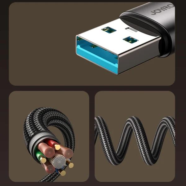 Joyroom S-A56 EnjoyX Series 90° USB-A - USB-C 3A cable 1.2m - blackeng