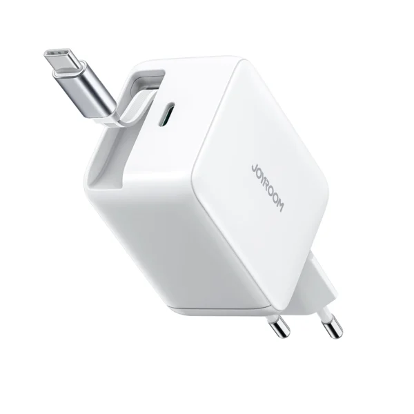 Joyroom JR-TCL06 67W GaN Wall Charger with Built-in Retractable USB-C Cable - Whiteeng
