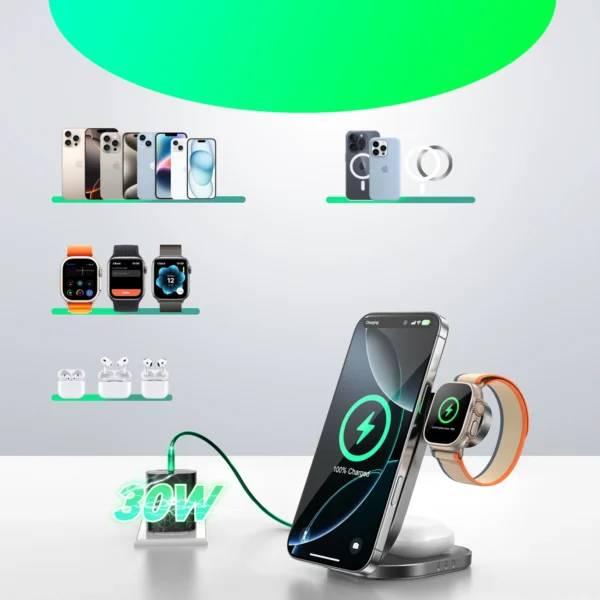 Joyroom JR-W17 Qi 3-in-1 Wireless Inductive Charger - Blackeng