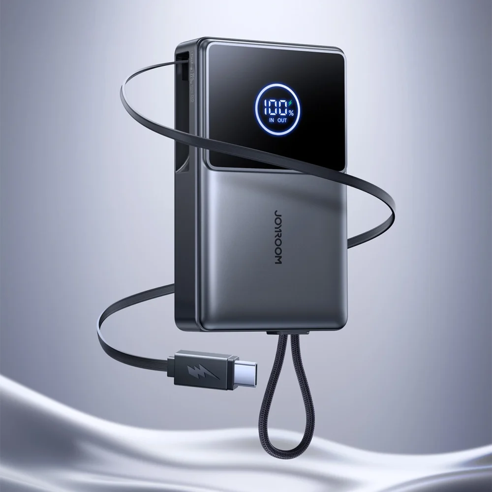 Joyroom JR-PR1 10000mAh 22.5W Powerbank with Built-in Retractable USB-C Cable - Blackeng
