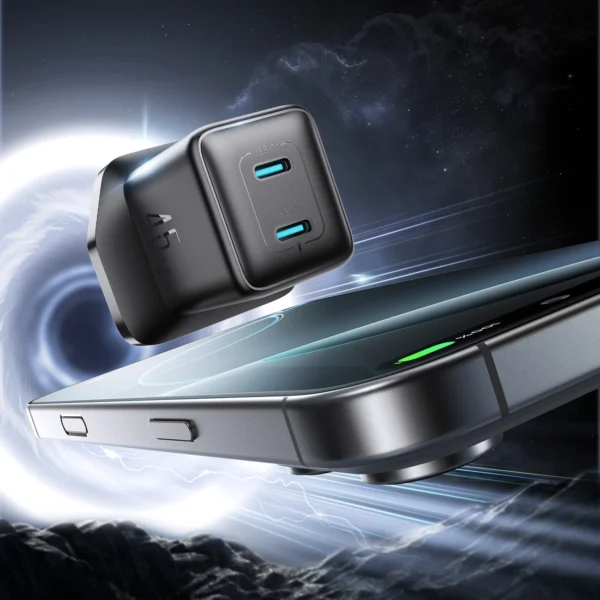 Joyroom JR-TCG17 45W 2 x USB-C wall charger (UK plug) - blackeng