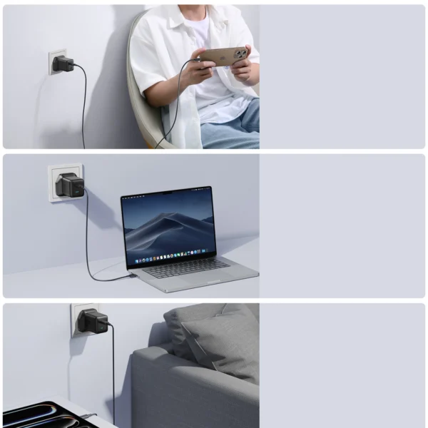 Joyroom JR-TCG17 45W 2 x USB-C wall charger (UK plug) - blackeng