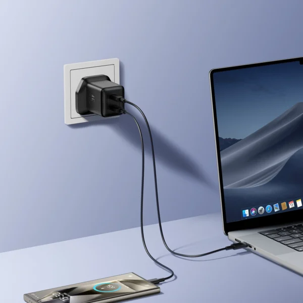 Joyroom JR-TCG17 45W 2 x USB-C wall charger (UK plug) - blackeng