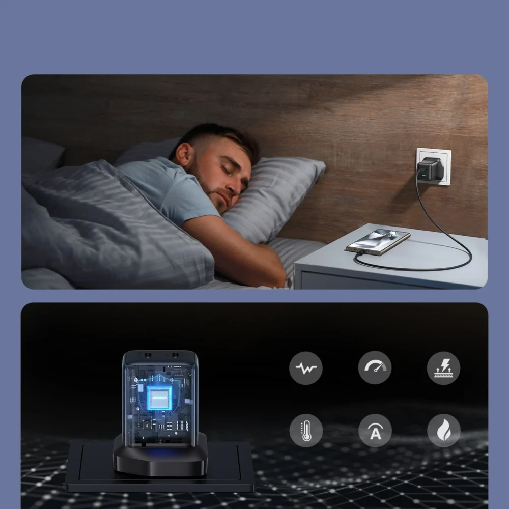 Joyroom JR-TCG17 45W 2 x USB-C wall charger (UK plug) - blackeng