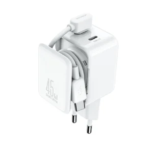 Joyroom JR-TCL05 45W GaN Wall Charger with Cable Organizer - Whiteeng