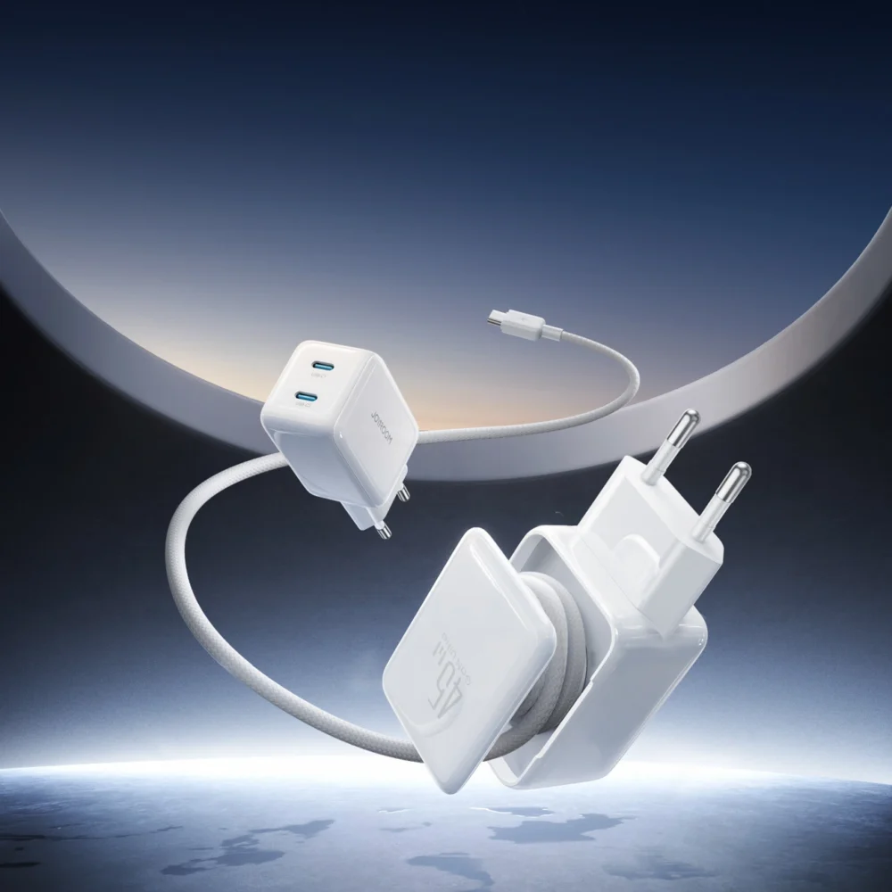 Joyroom JR-TCL05 45W GaN Wall Charger with Cable Organizer - Whiteeng