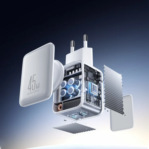 Joyroom JR-TCL05 45W GaN Wall Charger with Cable Organizer - Whiteeng