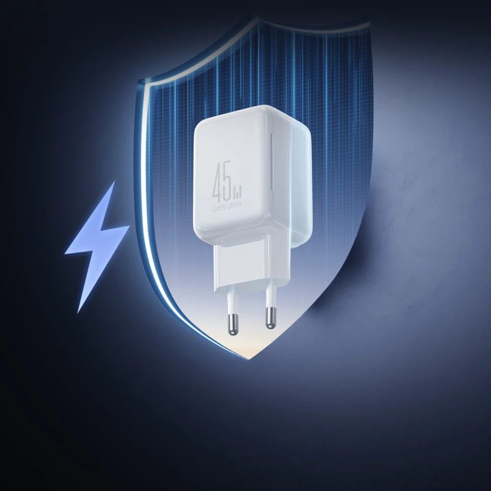 Joyroom JR-TCL05 45W GaN Wall Charger with Cable Organizer - Whiteeng