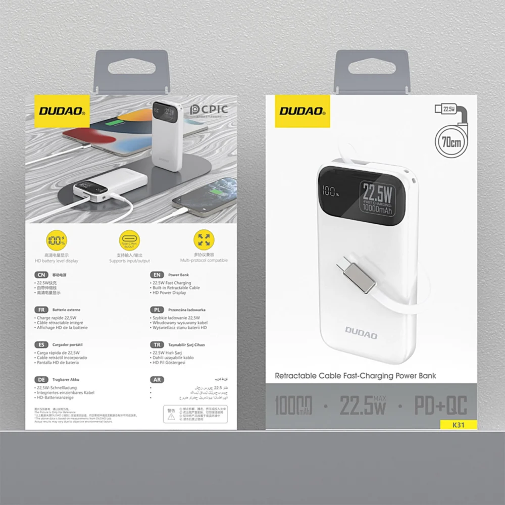Powerbank Dudao K31 10000 mAh 22.5W PD Białypol