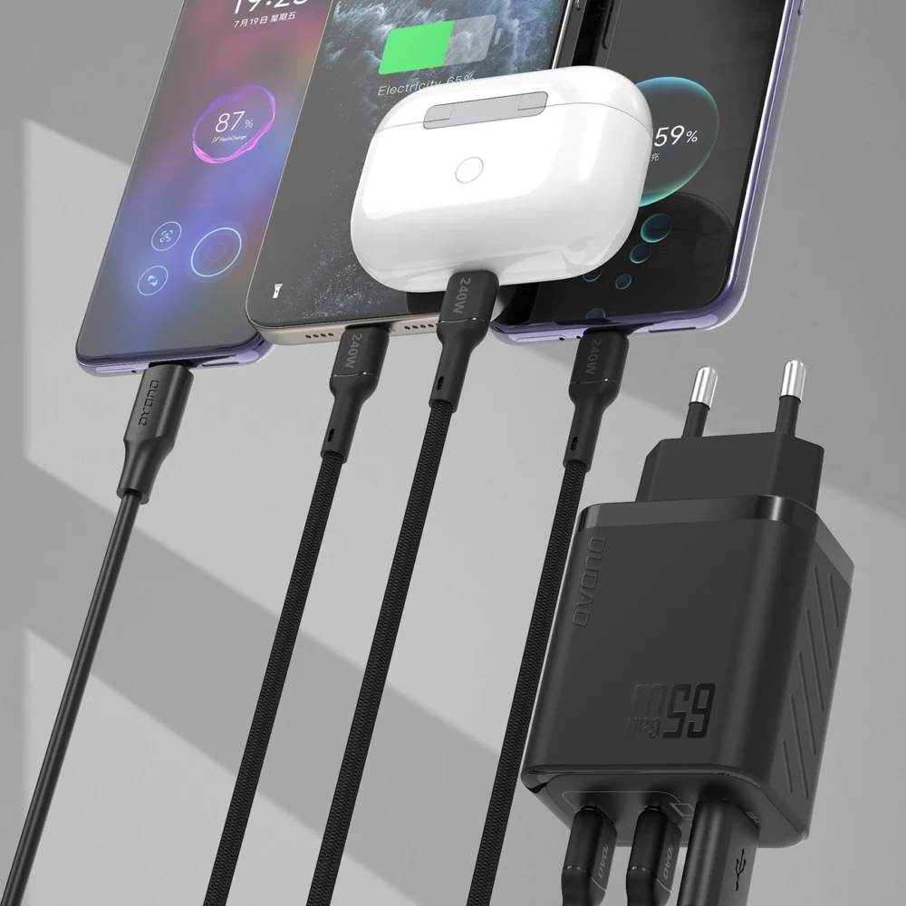 Dudao A29C Ładowarka Sieciowa 65W GaN Czarna + kabel USB-Cpol